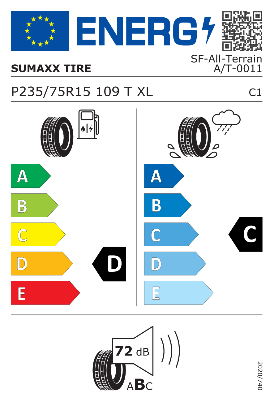 etykieta oponiarska dla Sumaxx All-Terrain A/T 235/75 R15 109T