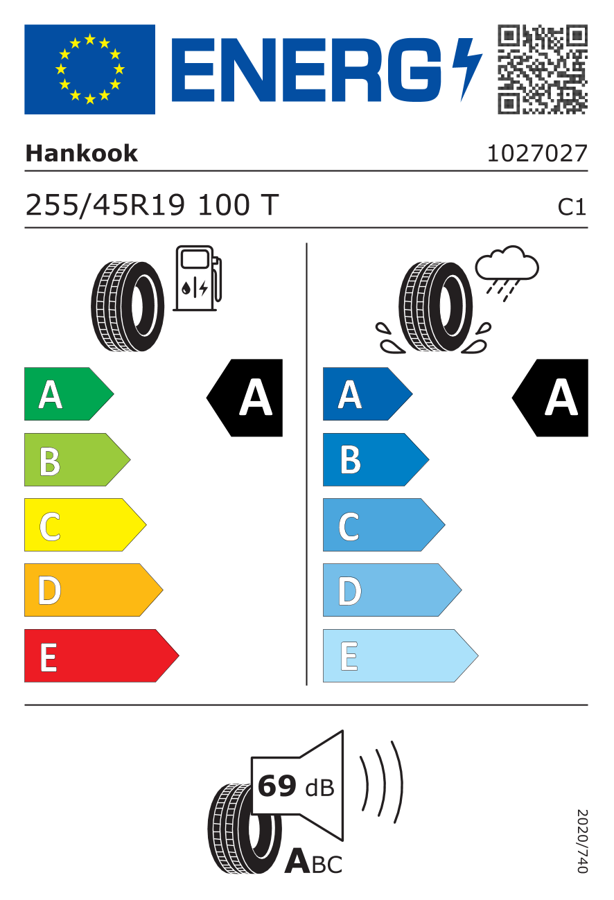 Hankook ventus S1 evo3 ev K127E 255/45 R19 100T