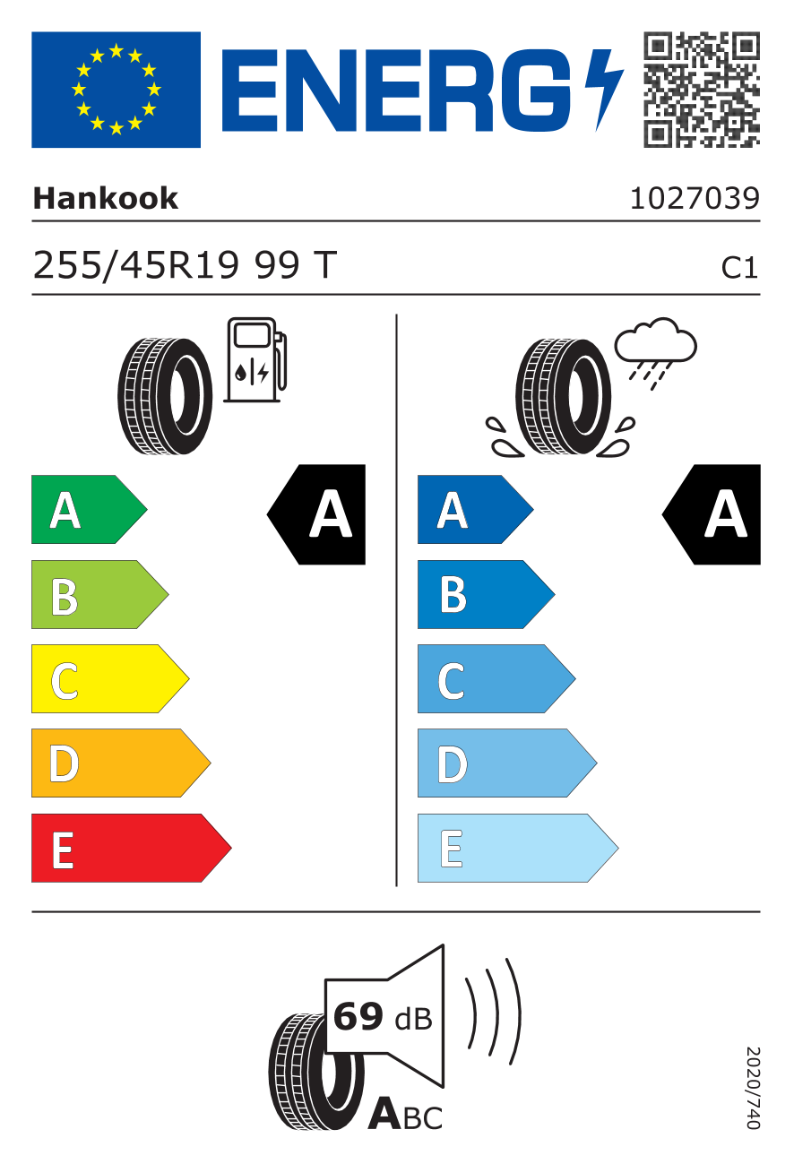 Hankook ventus S1 evo3 ev K127E 255/45 R19 100T