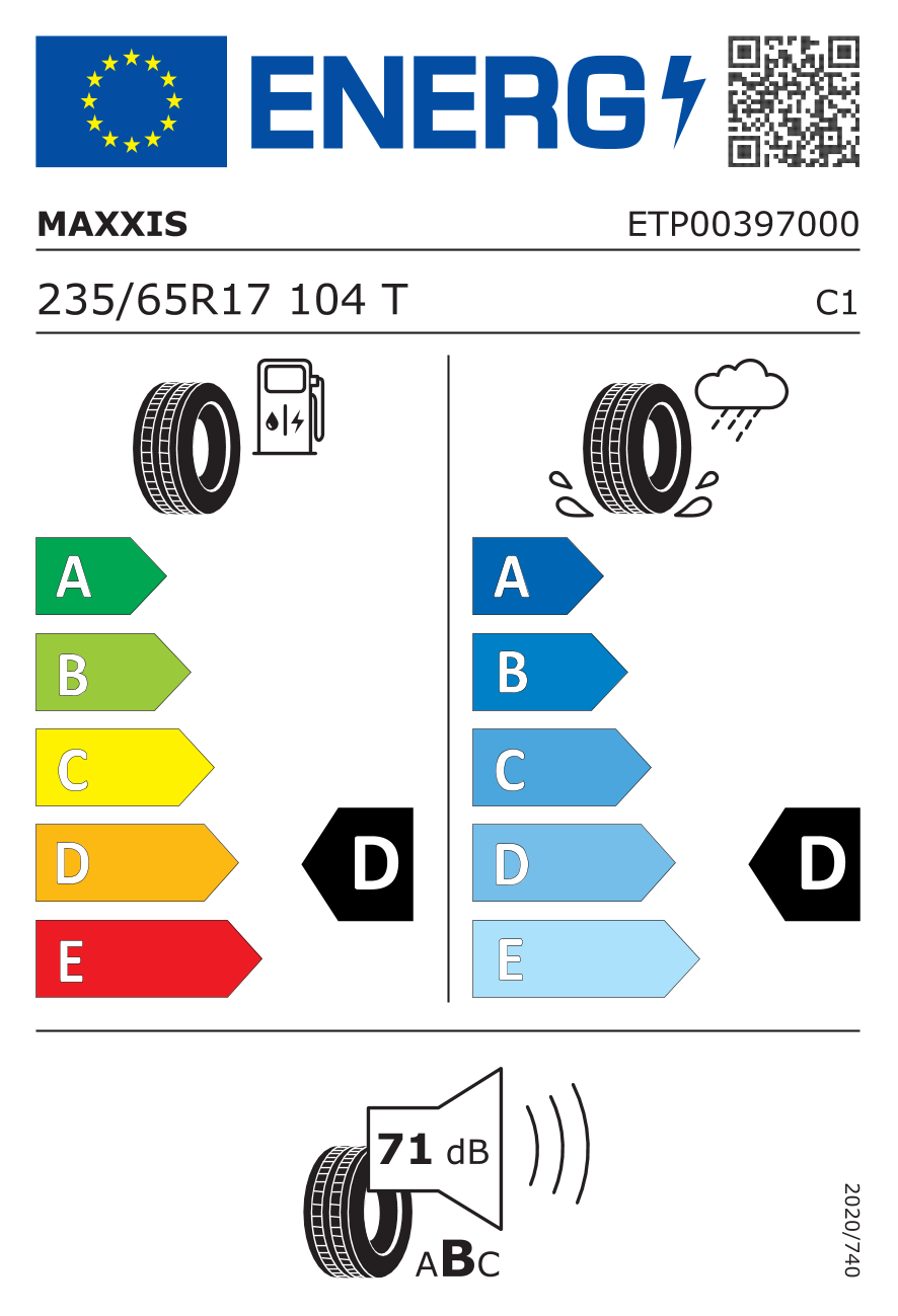 etykieta oponiarska dla Maxxis AT771 BRAVO SERIES 235/65 R17 104T