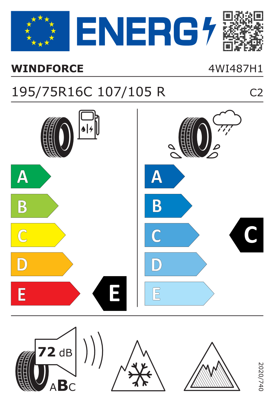 etykieta oponiarska dla Windforce SNOWBLAZER MAX 195/75 R16 107R