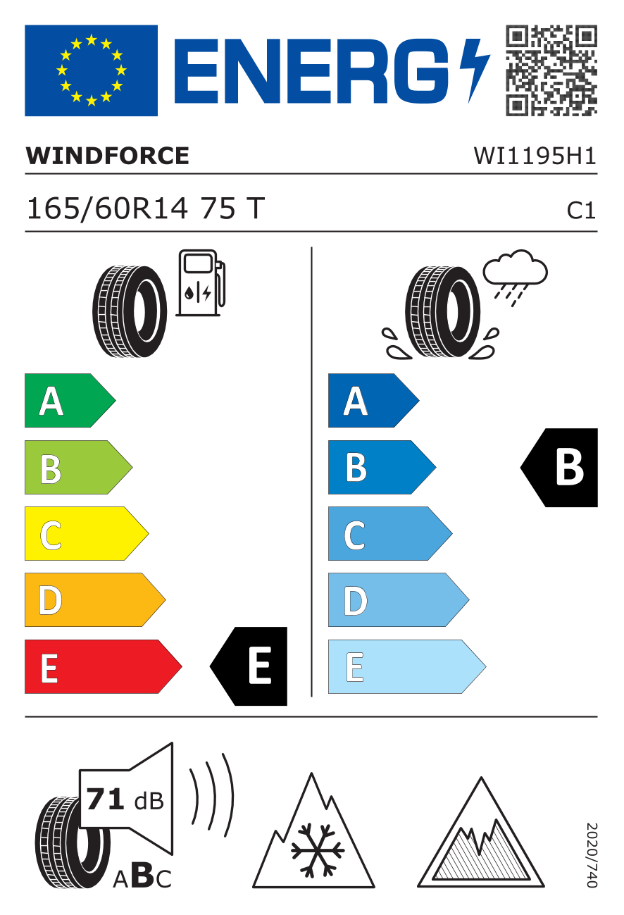 etykieta oponiarska dla Windforce SNOWBLAZER 165/60 R14 75T