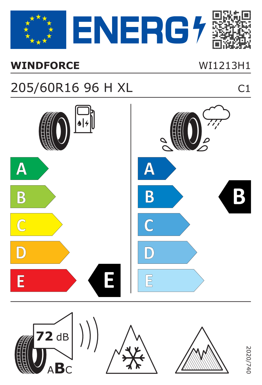 etykieta oponiarska dla Windforce SNOWBLAZER XL 205/60 R16 96H