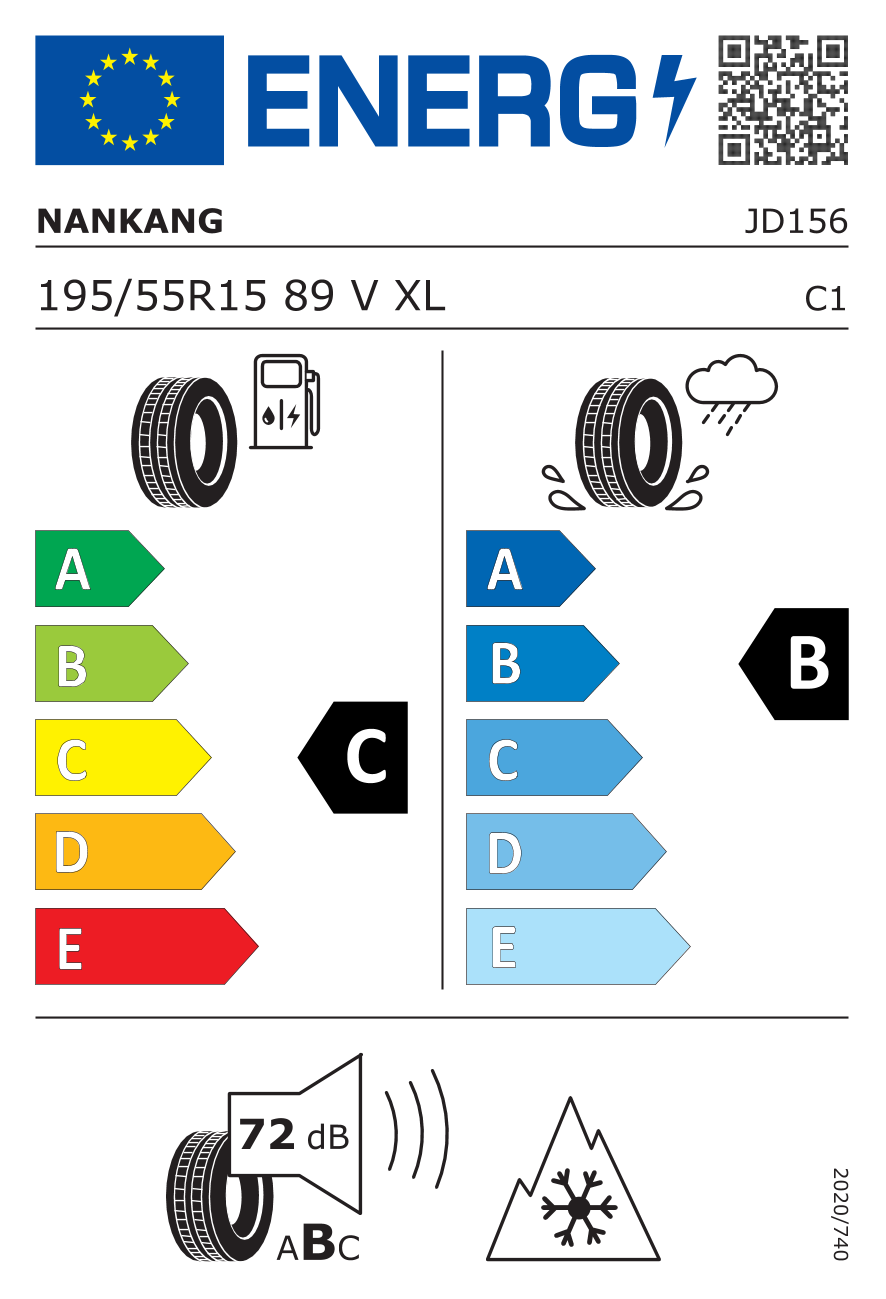 etykieta oponiarska dla Nankang Cross Seasons AW-6 XL 195/55 R15 89V