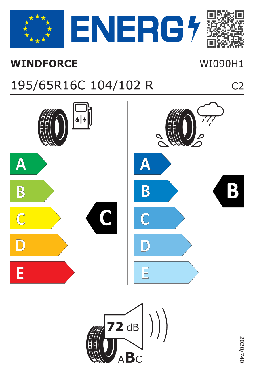 etykieta oponiarska dla Windforce MILE MAX 195/65 R16 104/102R