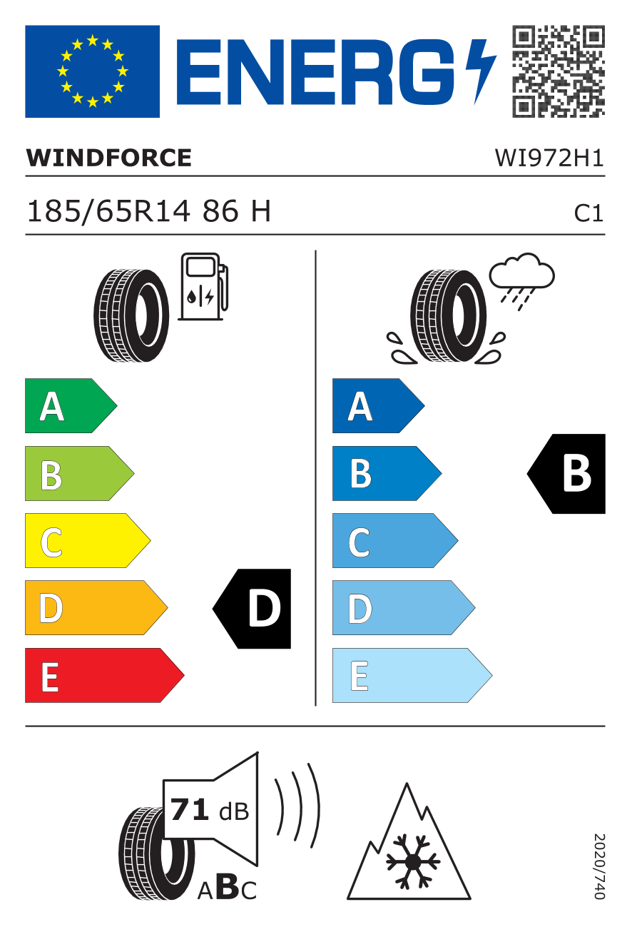 etykieta oponiarska dla Windforce CATCHFORS A/S 185/65 R14 86H