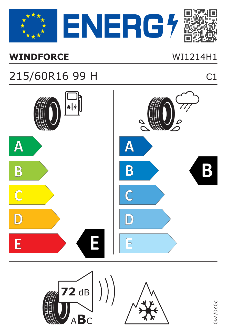 etykieta oponiarska dla Windforce SNOWBLAZER XL 215/60 R16 99H
