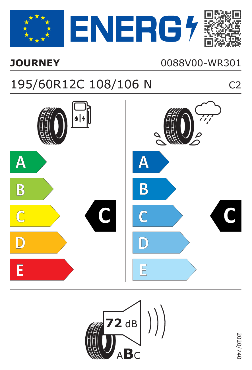 etykieta oponiarska dla Journey WR301 195/60 R12 108/106N