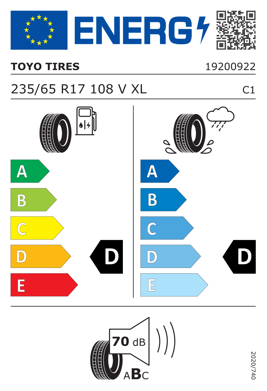 etykieta oponiarska dla Toyo Open Country A/T plus XL 235/65 R17 108V
