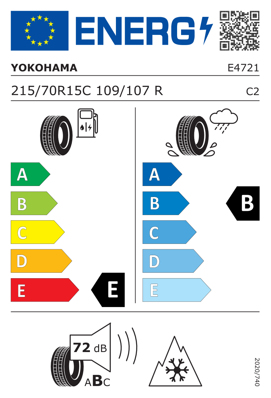 etykieta oponiarska dla Yokohama BluEarth Winter WY01 215/70 R15 109/107R
