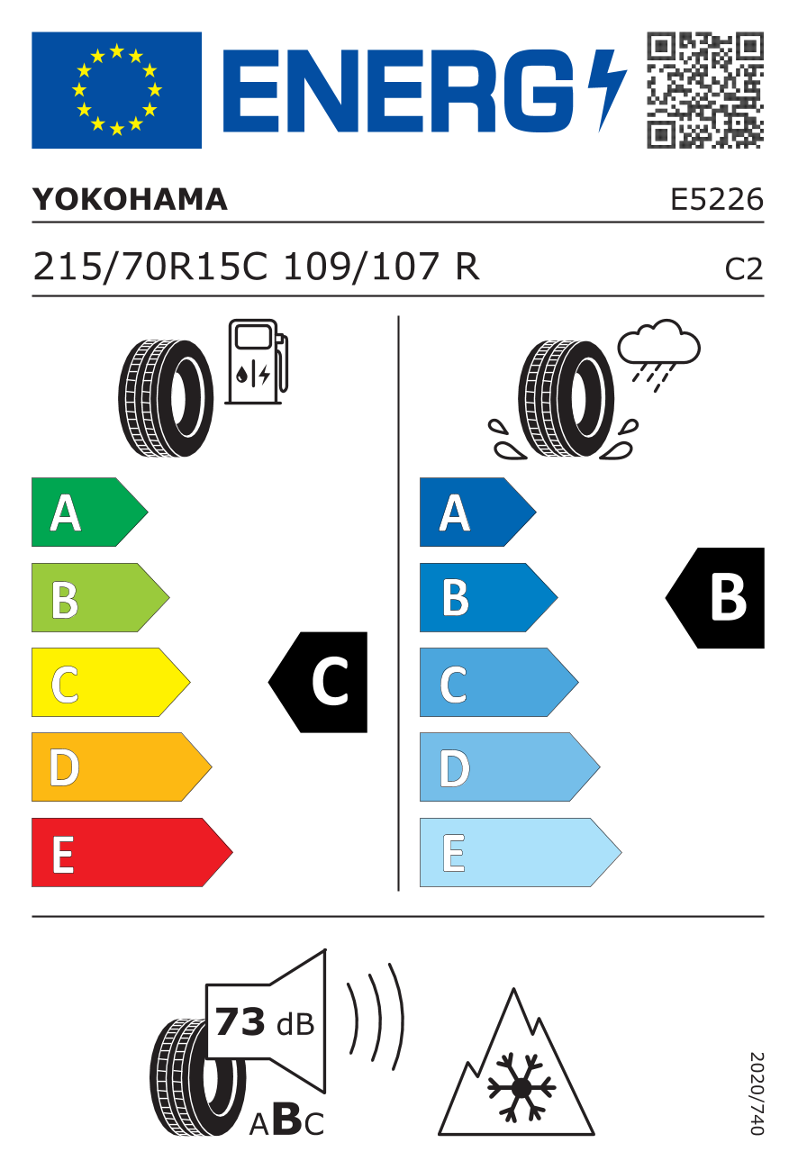 etykieta oponiarska dla Yokohama BluEarth-Van All Season RY61 215/70 R15 109/107R